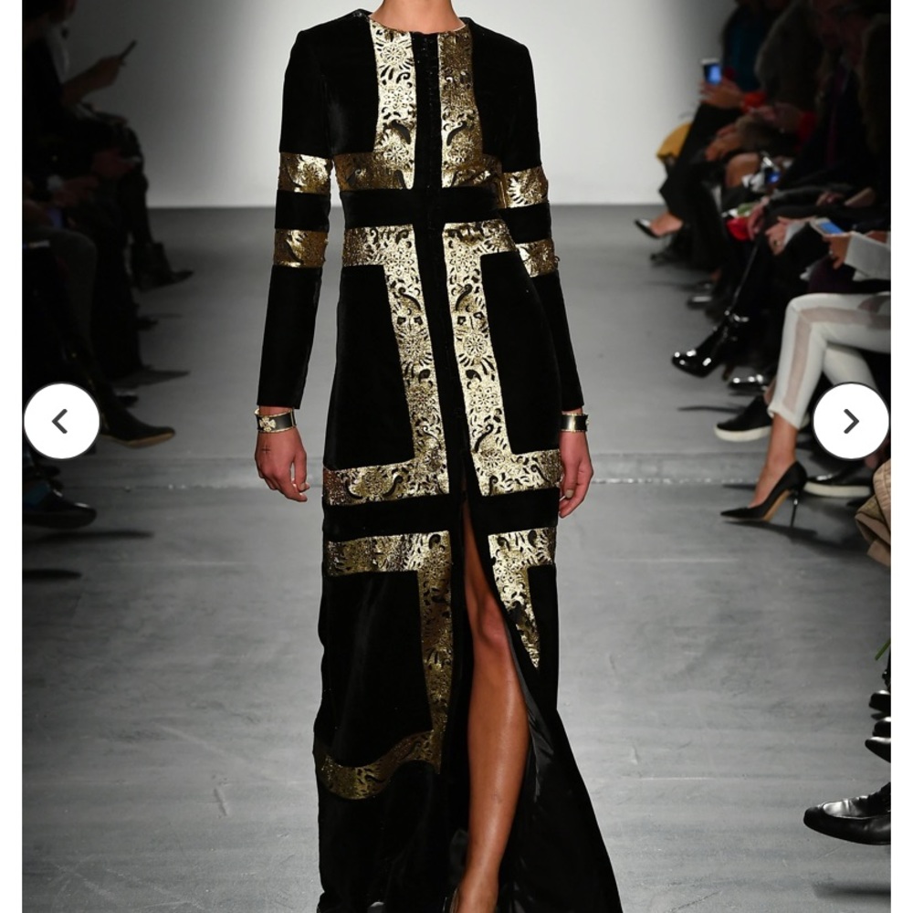 Metallic laser cut velvet gown